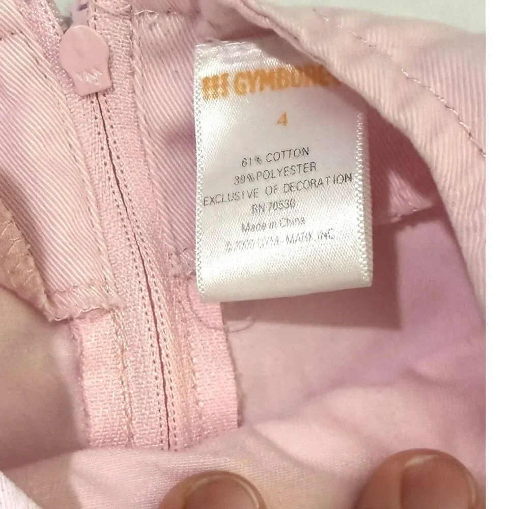 Girls Pink A-line Short Sleeve Cityscape Embroidered Dress, 4, Y2K New York